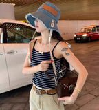 Loewe Tannin-dyed canvas and cowhide raw-edge fisherman hat Brown Bucket hat K820HF1X66-5400