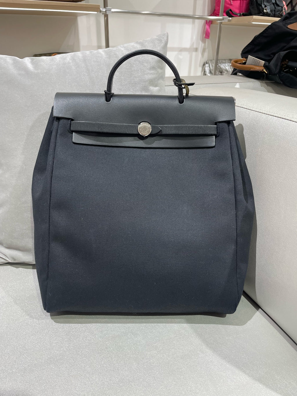 Hermes Canvas Black Backpack