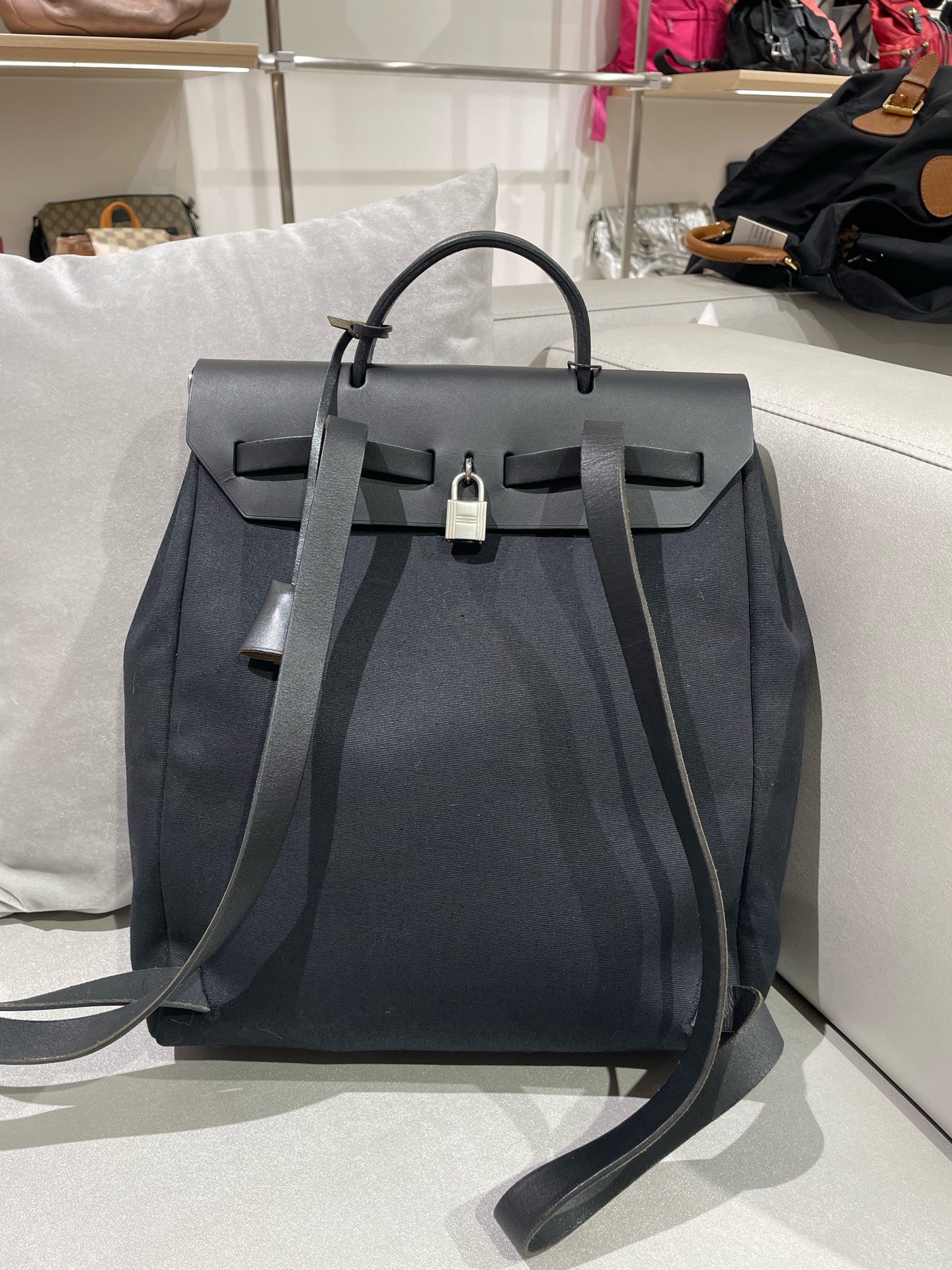 Hermes Canvas Black Backpack