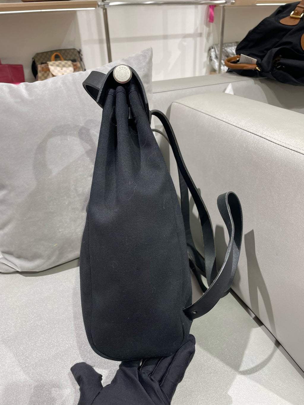 Hermes Canvas Black Backpack