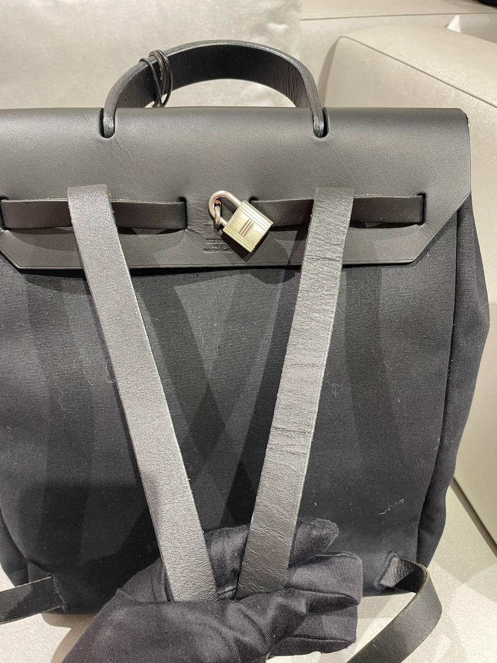 Hermes Canvas Black Backpack