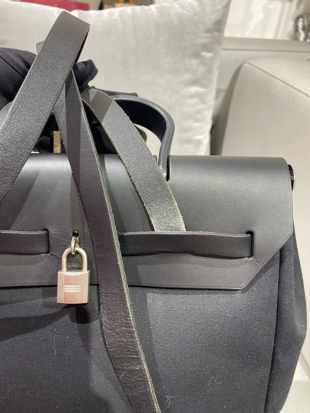 Hermes Canvas Black Backpack