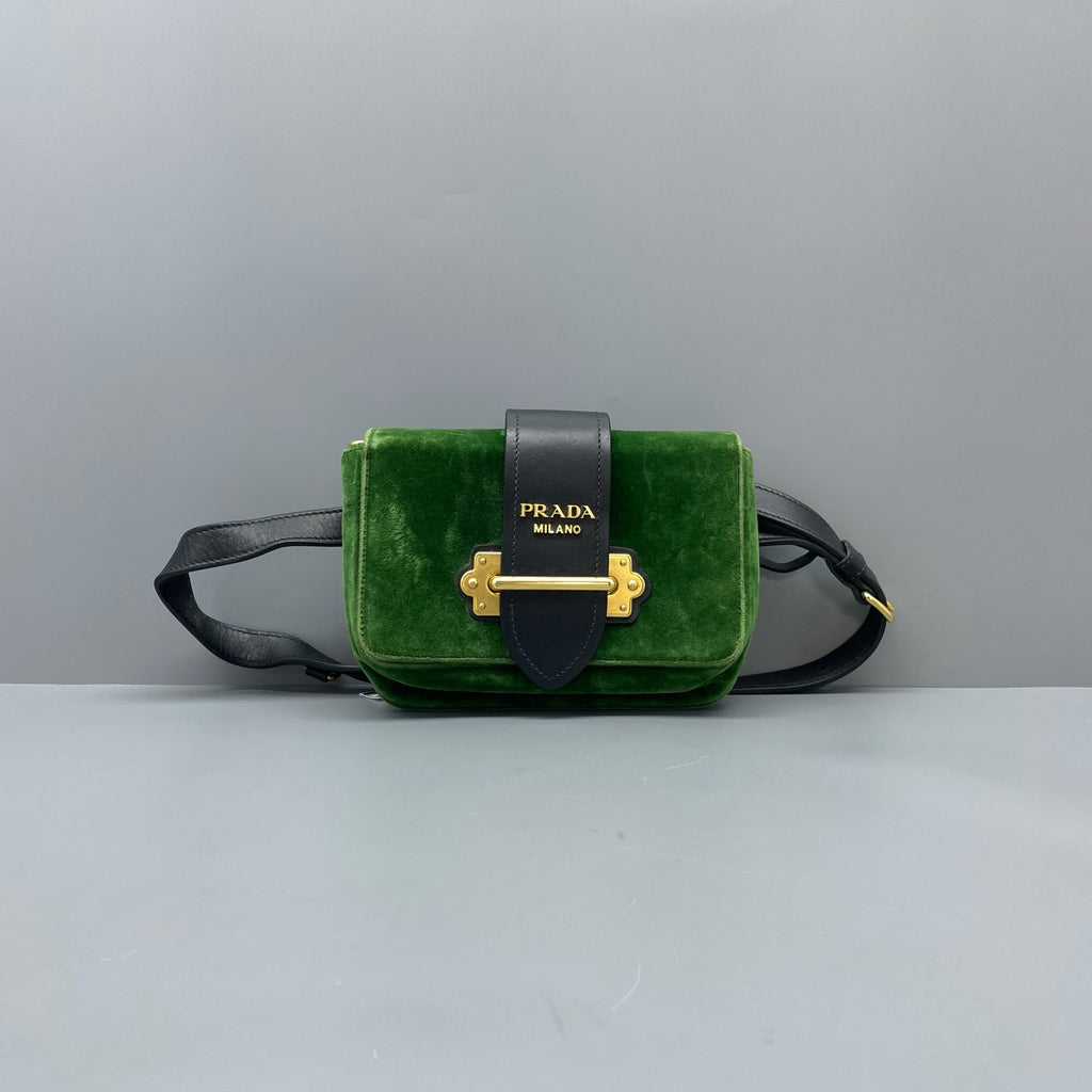 Prada Velvet Green Belt Bag & Fanny Pack