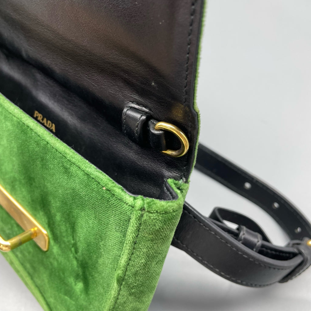 Prada Velvet Green Belt Bag & Fanny Pack
