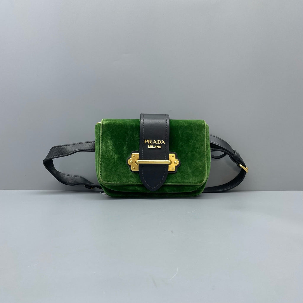 Prada Velvet Green Belt Bag & Fanny Pack