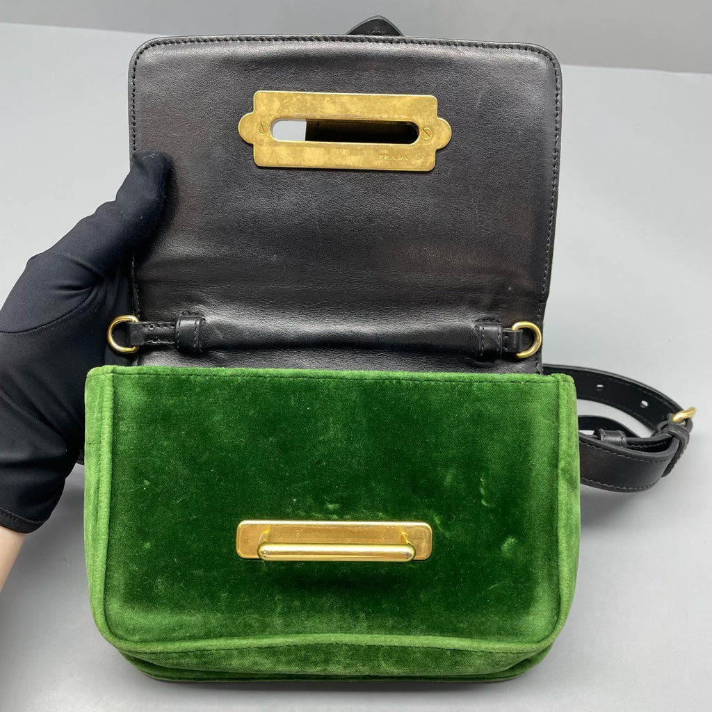 Prada Velvet Green Belt Bag & Fanny Pack