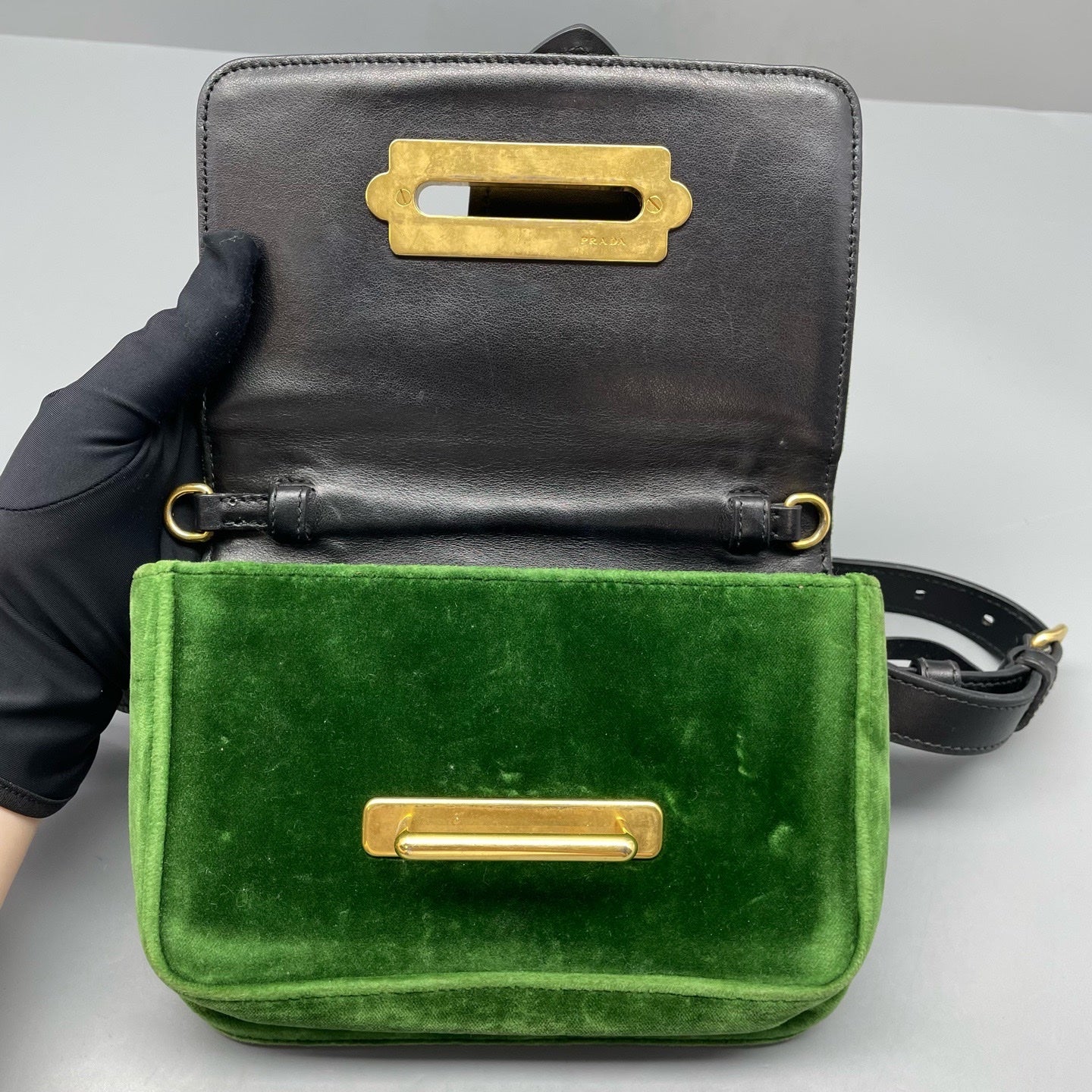 Prada Velvet Green Belt Bag & Fanny Pack