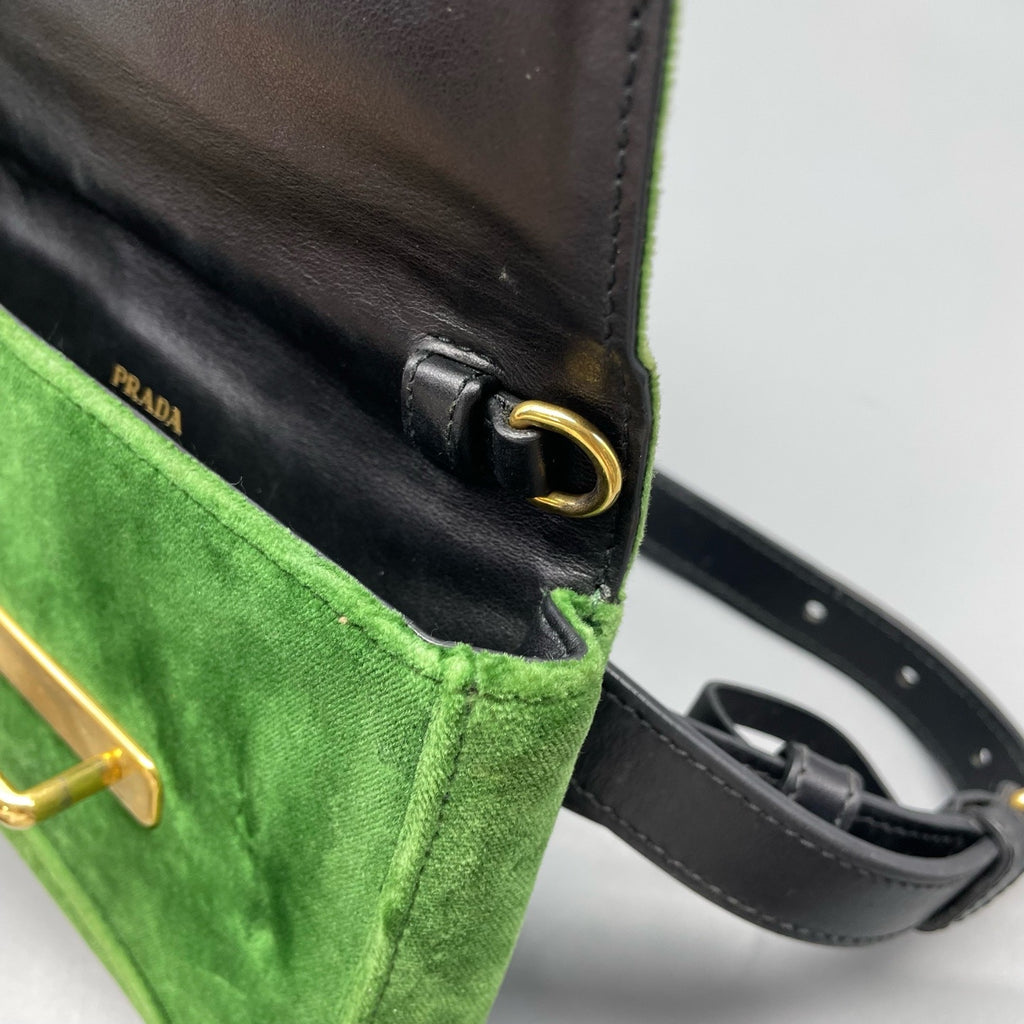 Prada Velvet Green Belt Bag & Fanny Pack
