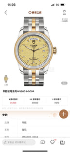 Tudor Junjue Sunday Calendar Model Gold Automatic (self-winding) watch 39 millimeters m56003-0004