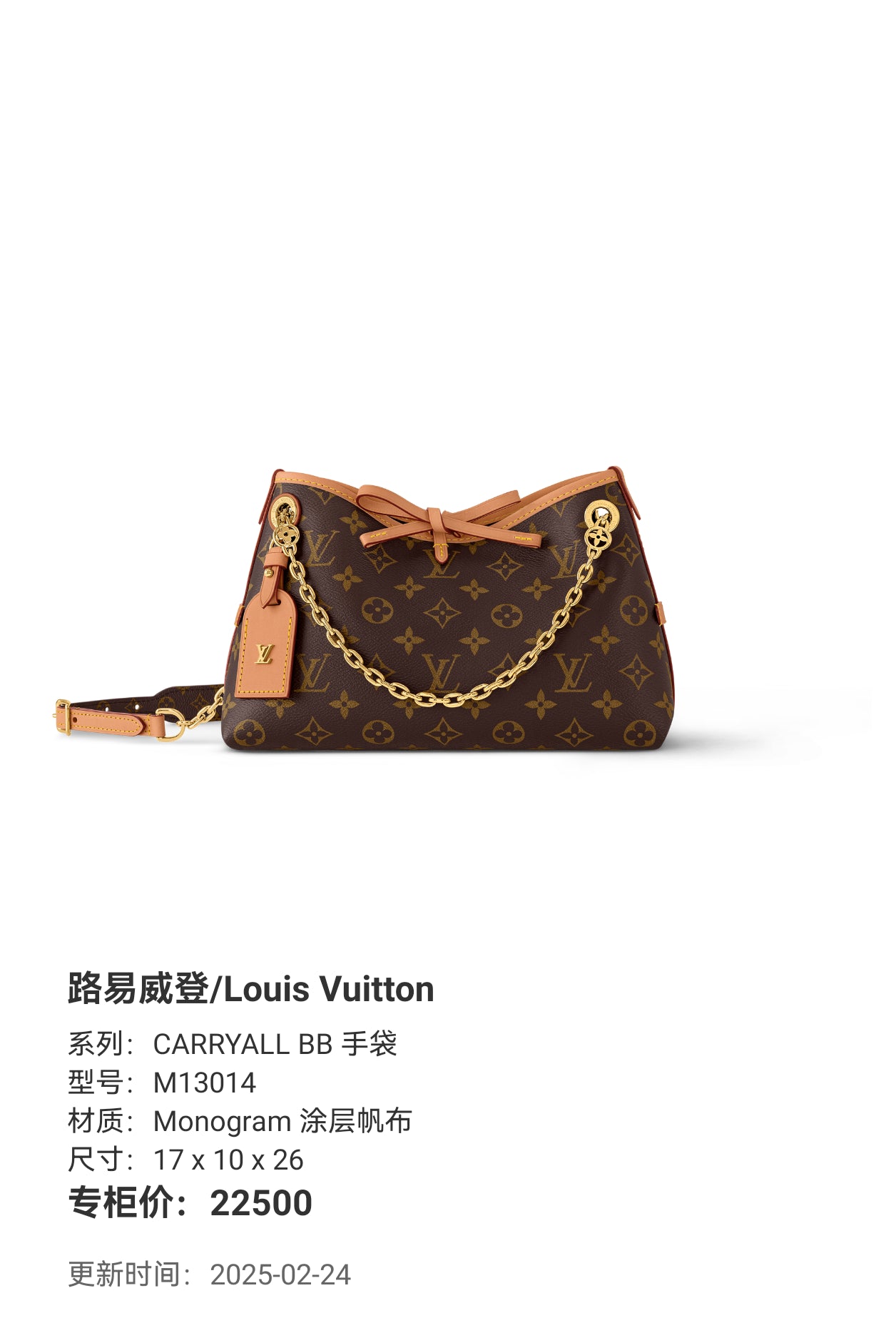 Louis Vuitton CARRYALL BB Handbag 17 x 10 x 26 M13014