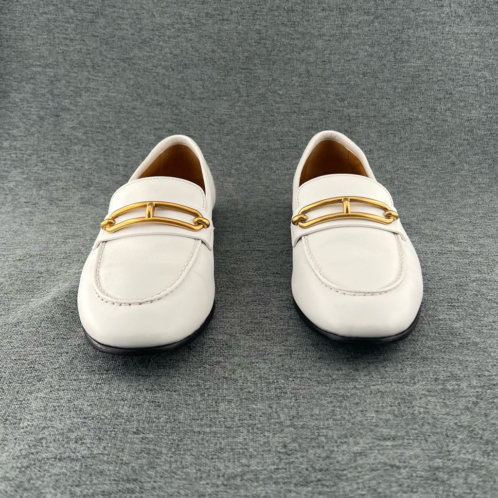Hermes Metal White Loafers
