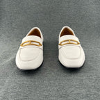 Hermes Metal White Loafers