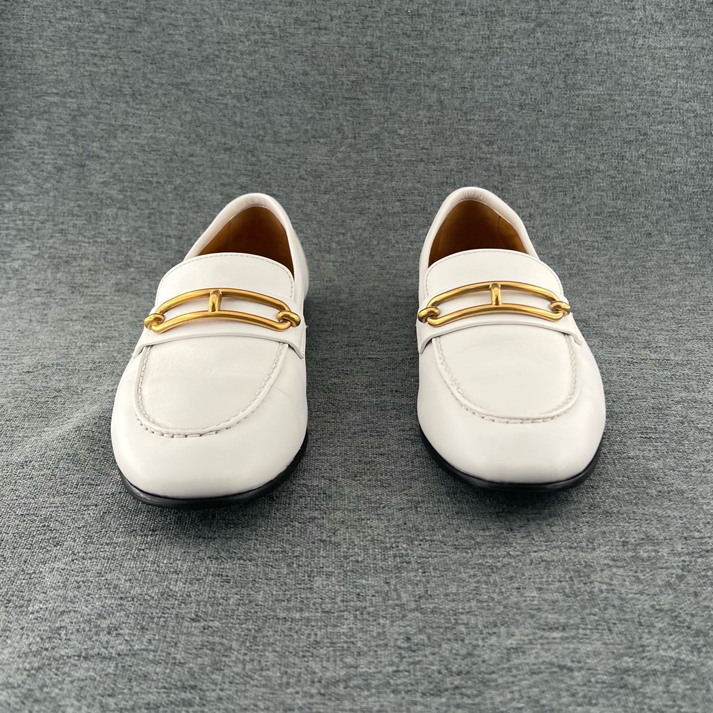 Hermes Metal White Loafers