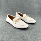 Hermes Metal White Loafers