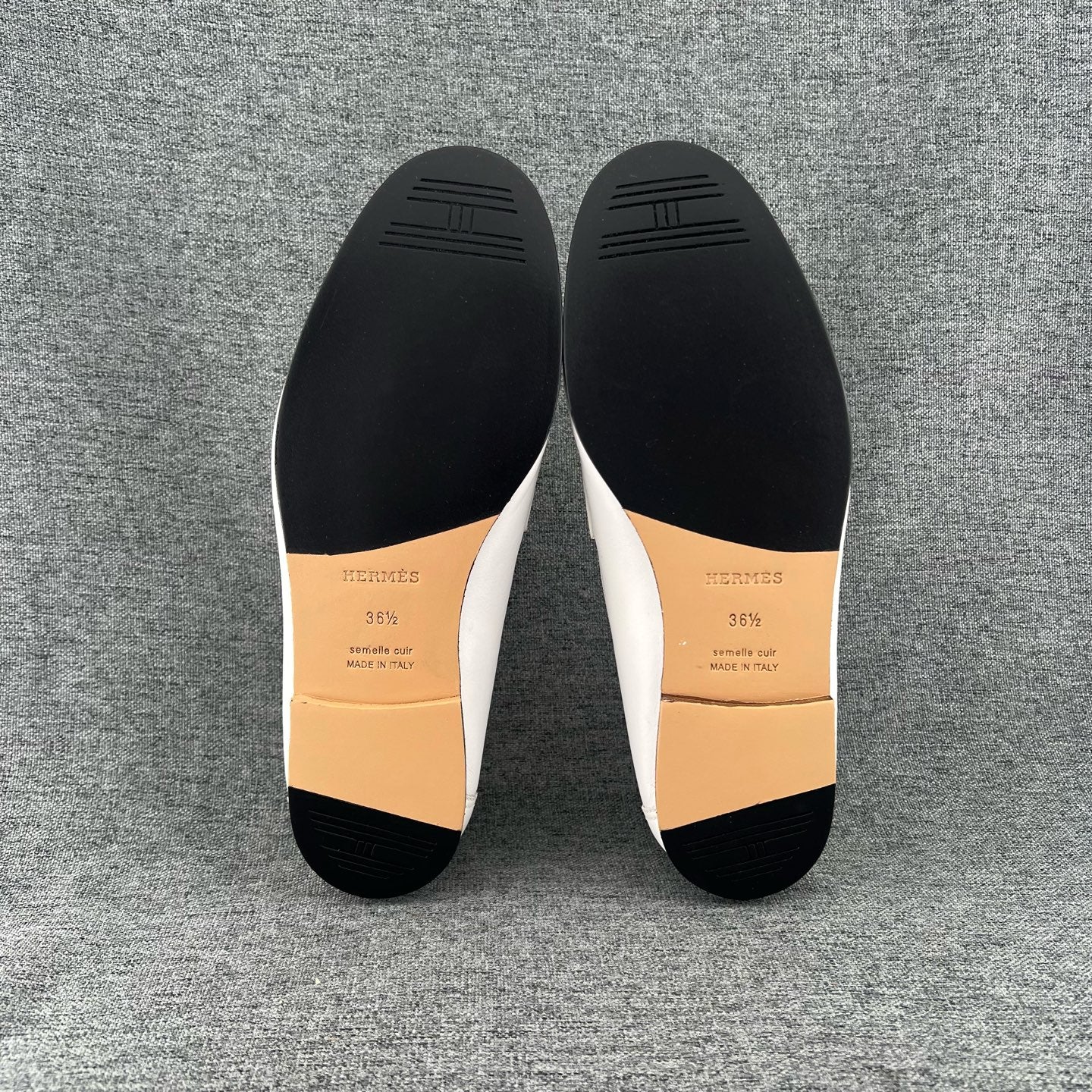 Hermes Metal White Loafers
