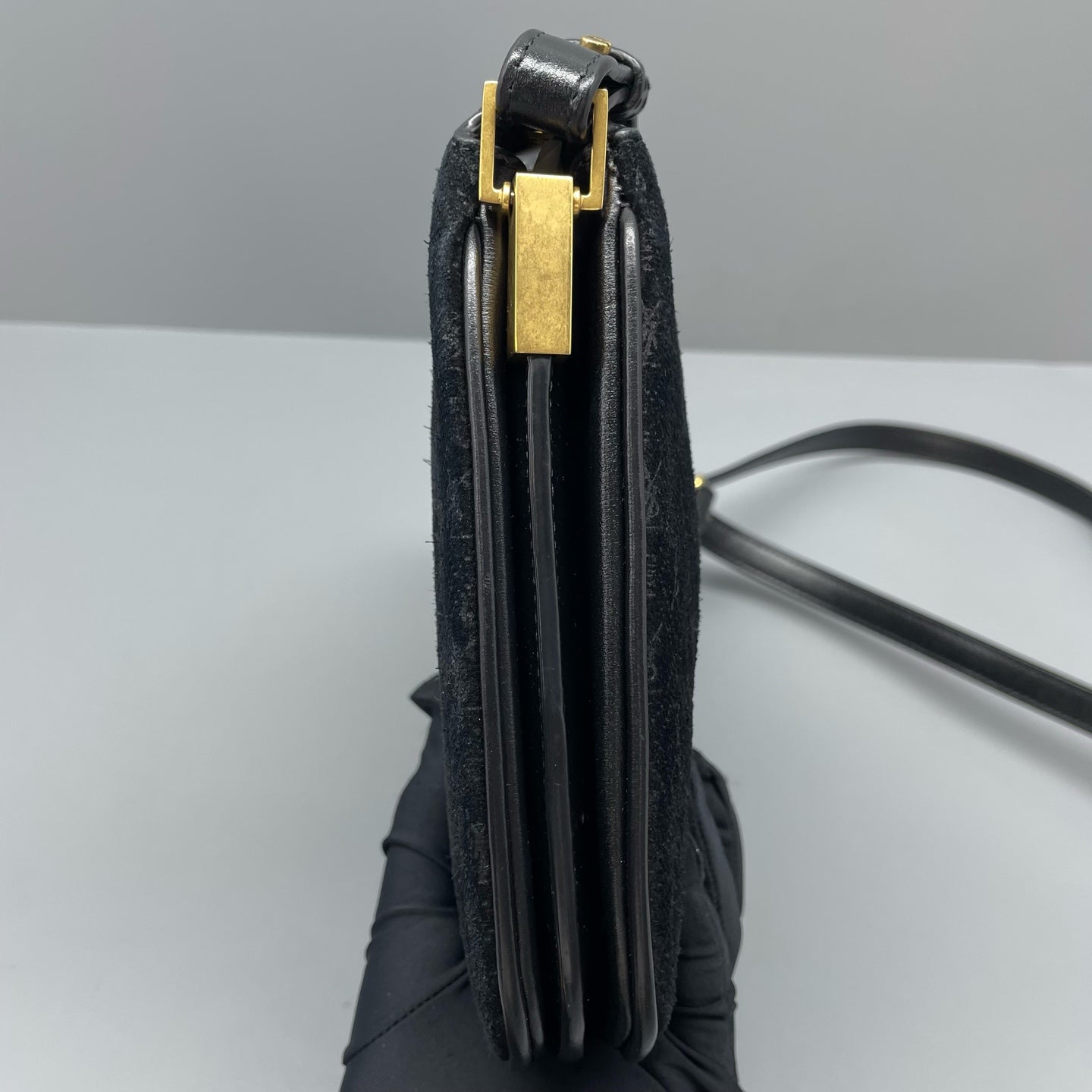 Saint laurent Velvet Black Shoulder Bag