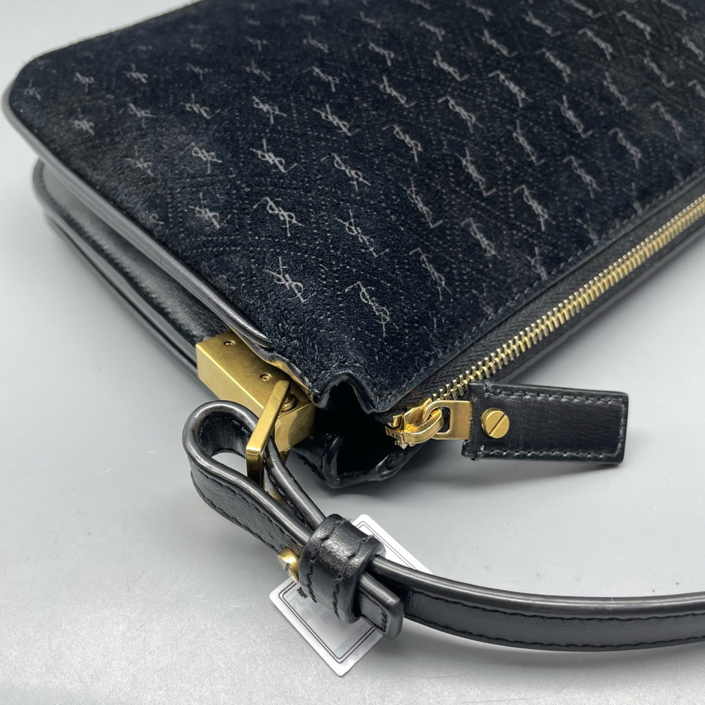 Saint laurent Velvet Black Shoulder Bag