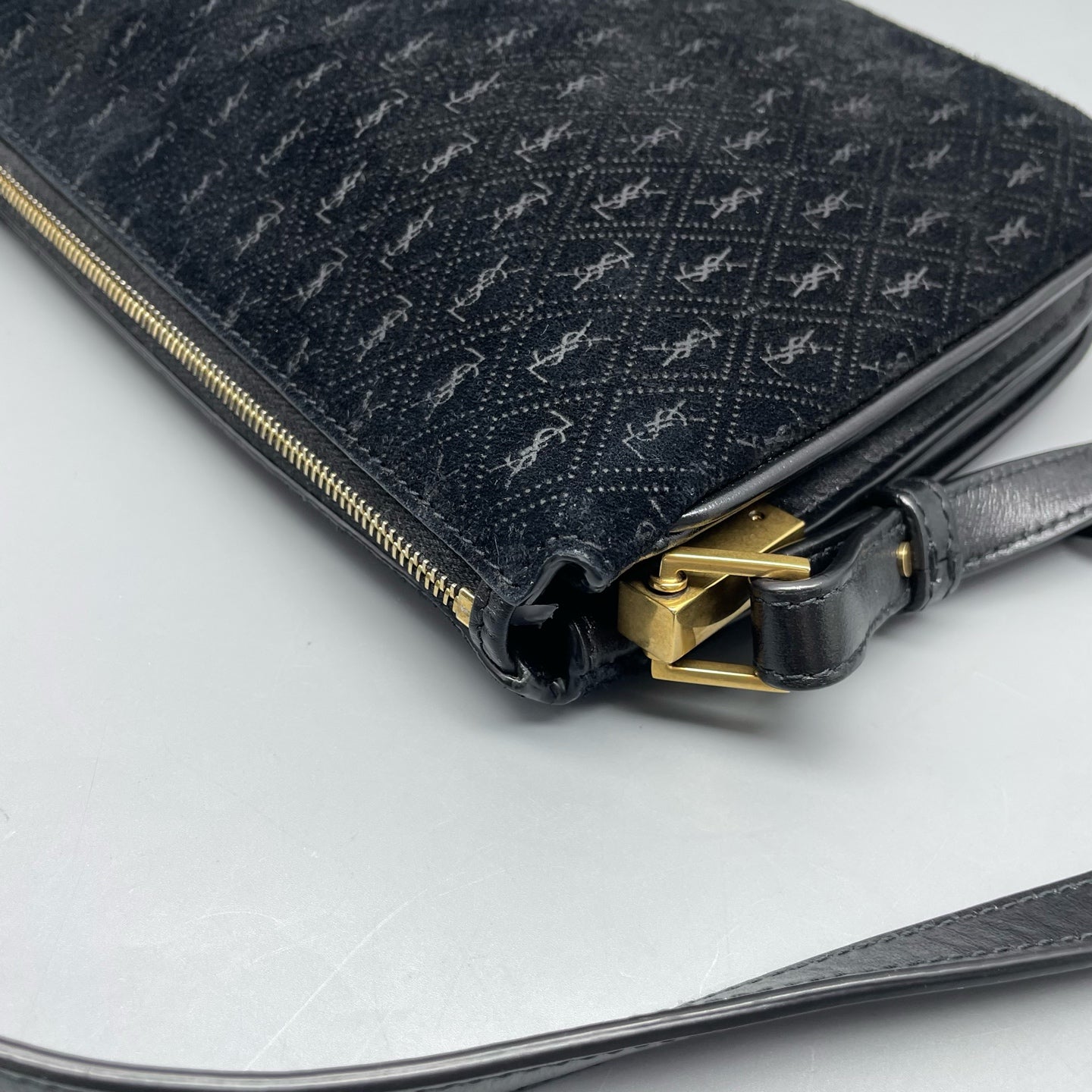 Saint laurent Velvet Black Shoulder Bag