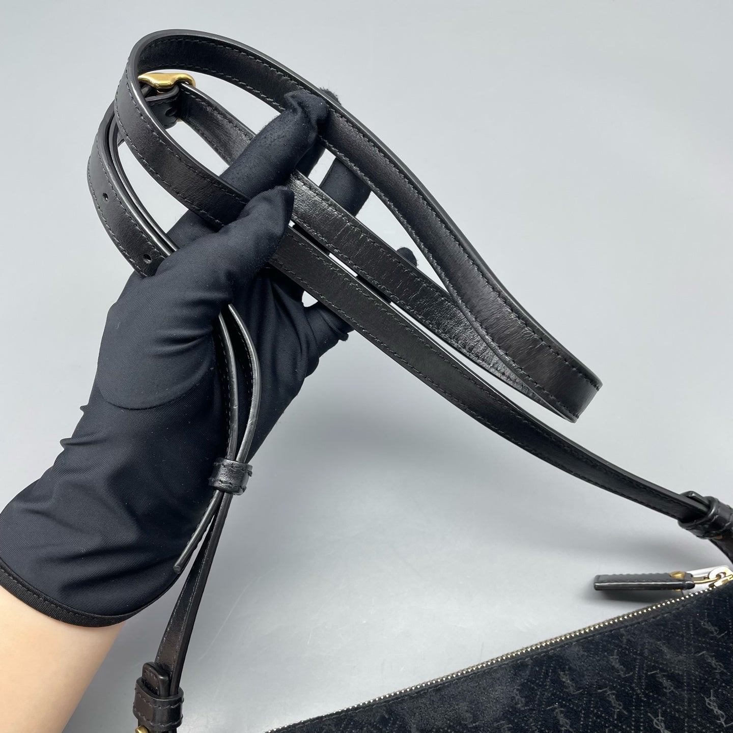 Saint laurent Velvet Black Shoulder Bag