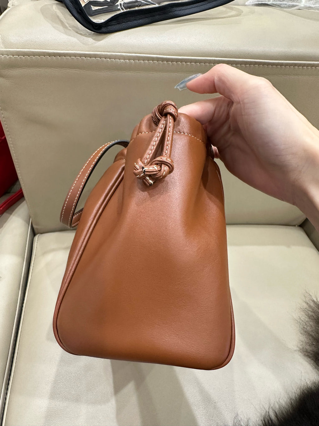 Celine CABAS TRIOMPHE small smooth cowhide drawstring bag Brown 9 x 7 x 5 inches (22.5 x 18 x 13 centimeters) 111013DU3.04LU