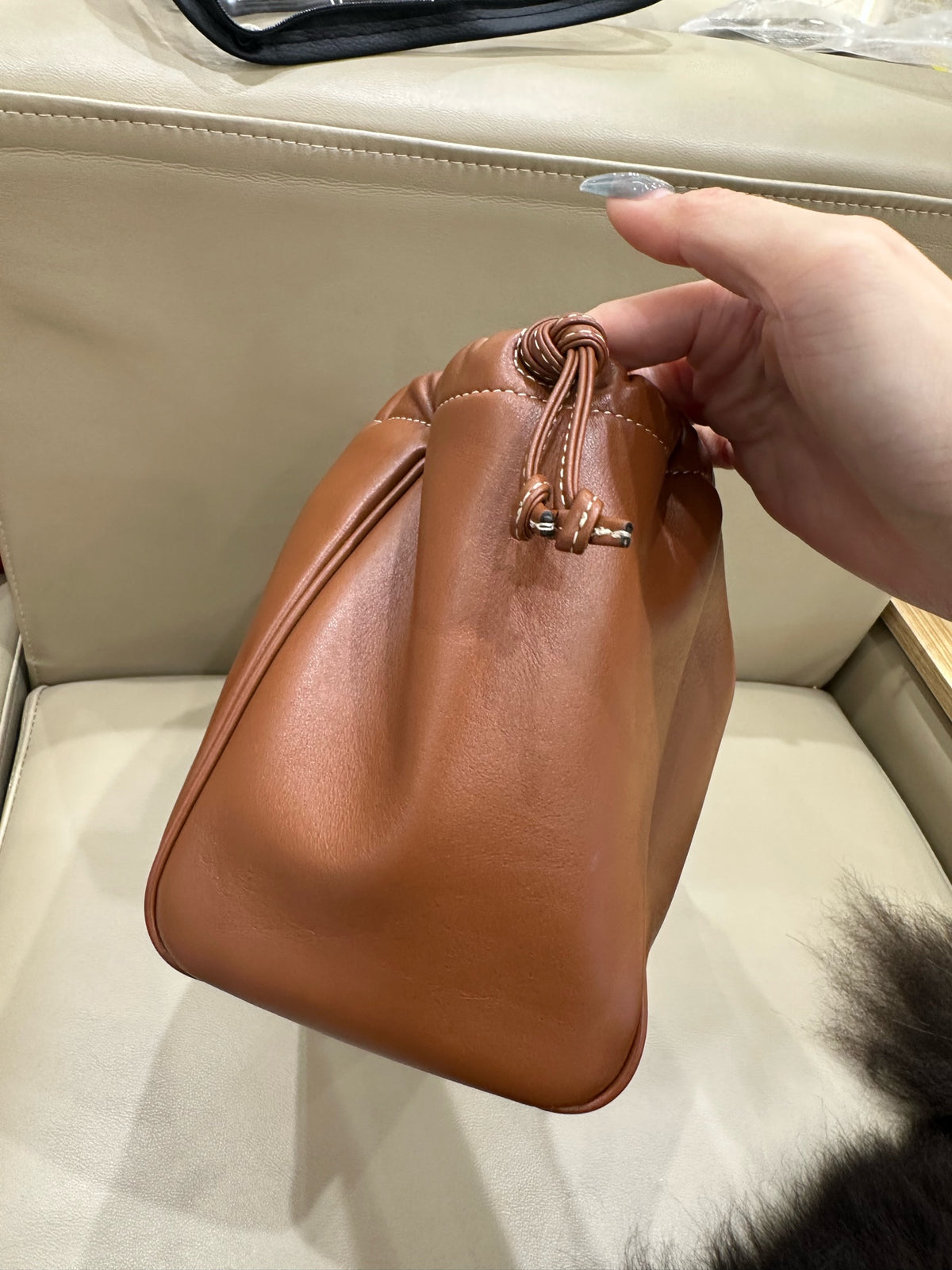 Celine CABAS TRIOMPHE small smooth cowhide drawstring bag Brown 9 x 7 x 5 inches (22.5 x 18 x 13 centimeters) 111013DU3.04LU