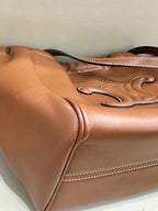 Celine CABAS TRIOMPHE small smooth cowhide drawstring bag Brown 9 x 7 x 5 inches (22.5 x 18 x 13 centimeters) 111013DU3.04LU