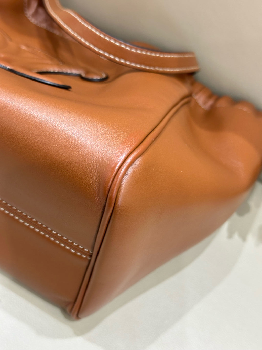 Celine CABAS TRIOMPHE small smooth cowhide drawstring bag Brown 9 x 7 x 5 inches (22.5 x 18 x 13 centimeters) 111013DU3.04LU