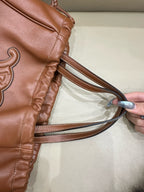 Celine CABAS TRIOMPHE small smooth cowhide drawstring bag Brown 9 x 7 x 5 inches (22.5 x 18 x 13 centimeters) 111013DU3.04LU