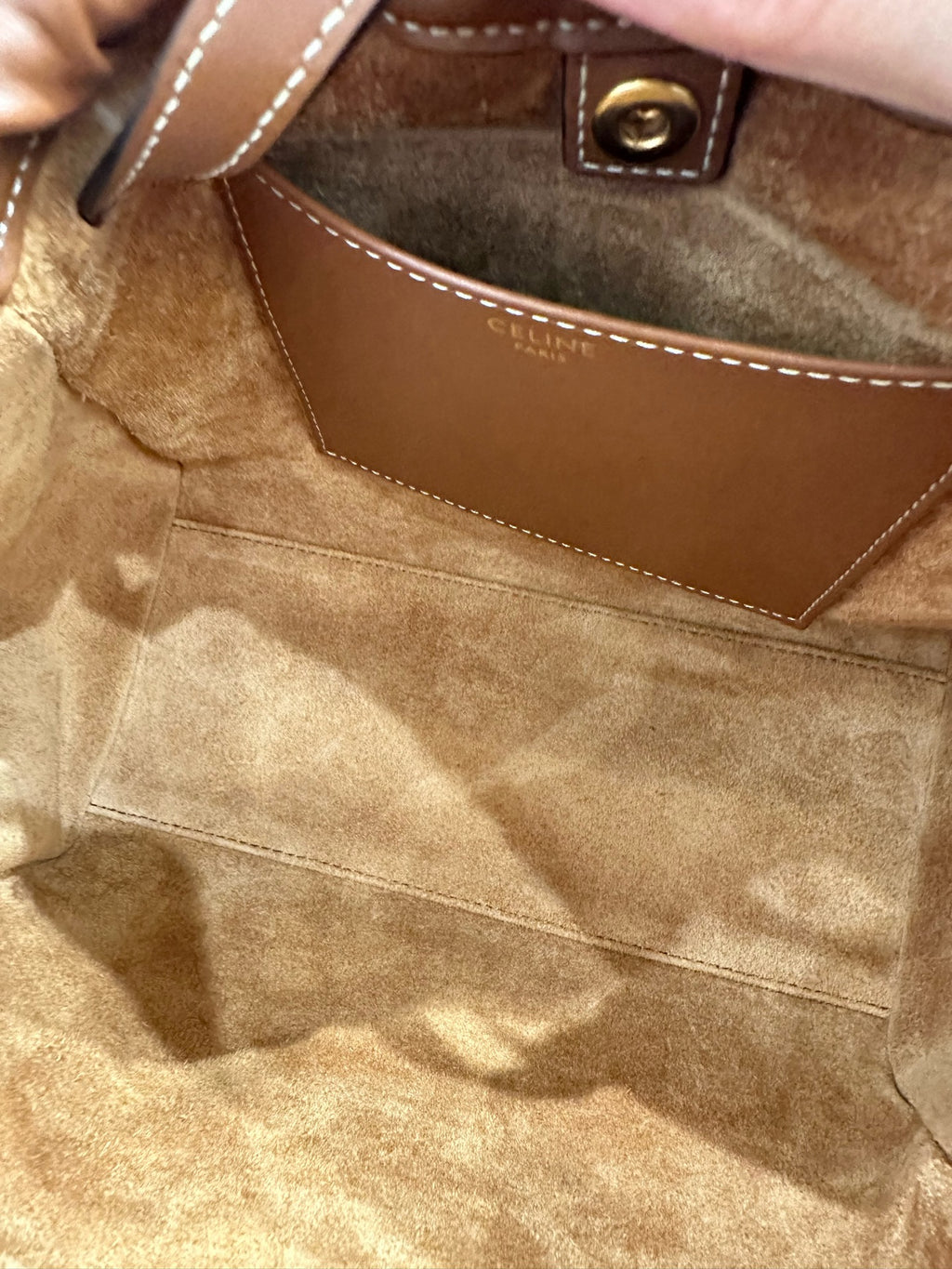 Celine CABAS TRIOMPHE small smooth cowhide drawstring bag Brown 9 x 7 x 5 inches (22.5 x 18 x 13 centimeters) 111013DU3.04LU