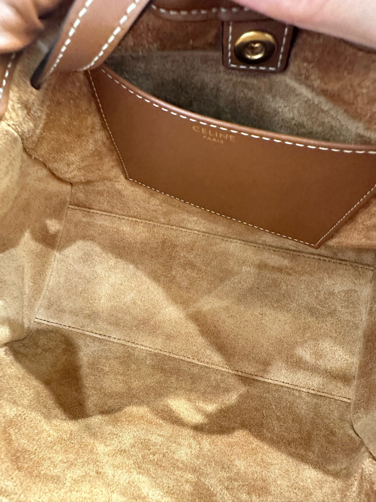 Celine CABAS TRIOMPHE small smooth cowhide drawstring bag Brown 9 x 7 x 5 inches (22.5 x 18 x 13 centimeters) 111013DU3.04LU
