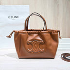 Celine CABAS TRIOMPHE small smooth cowhide drawstring bag Brown 9 x 7 x 5 inches (22.5 x 18 x 13 centimeters) 111013DU3.04LU