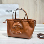 Celine CABAS TRIOMPHE small smooth cowhide drawstring bag Brown 9 x 7 x 5 inches (22.5 x 18 x 13 centimeters) 111013DU3.04LU