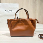 Celine CABAS TRIOMPHE small smooth cowhide drawstring bag Brown 9 x 7 x 5 inches (22.5 x 18 x 13 centimeters) 111013DU3.04LU