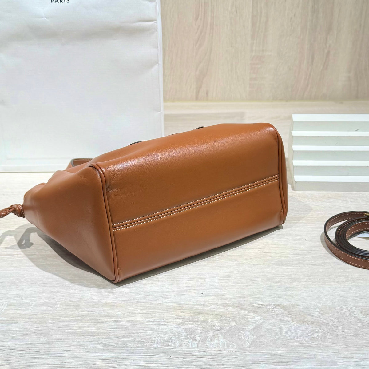 Celine CABAS TRIOMPHE small smooth cowhide drawstring bag Brown 9 x 7 x 5 inches (22.5 x 18 x 13 centimeters) 111013DU3.04LU