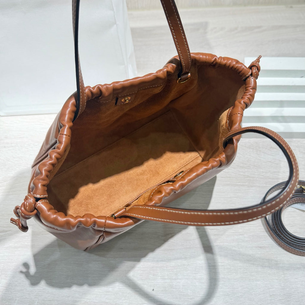 Celine CABAS TRIOMPHE small smooth cowhide drawstring bag Brown 9 x 7 x 5 inches (22.5 x 18 x 13 centimeters) 111013DU3.04LU