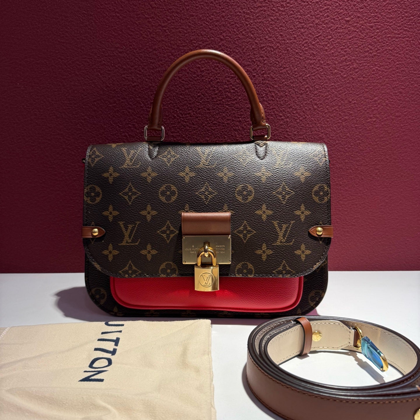 Louis Vuitton Red Satchel M44548