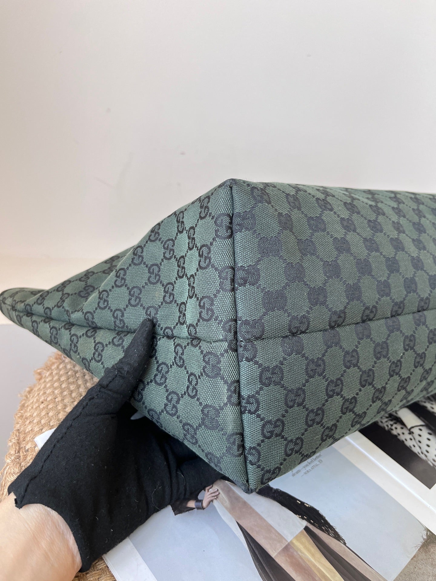 Gucci Canvas Green Tote