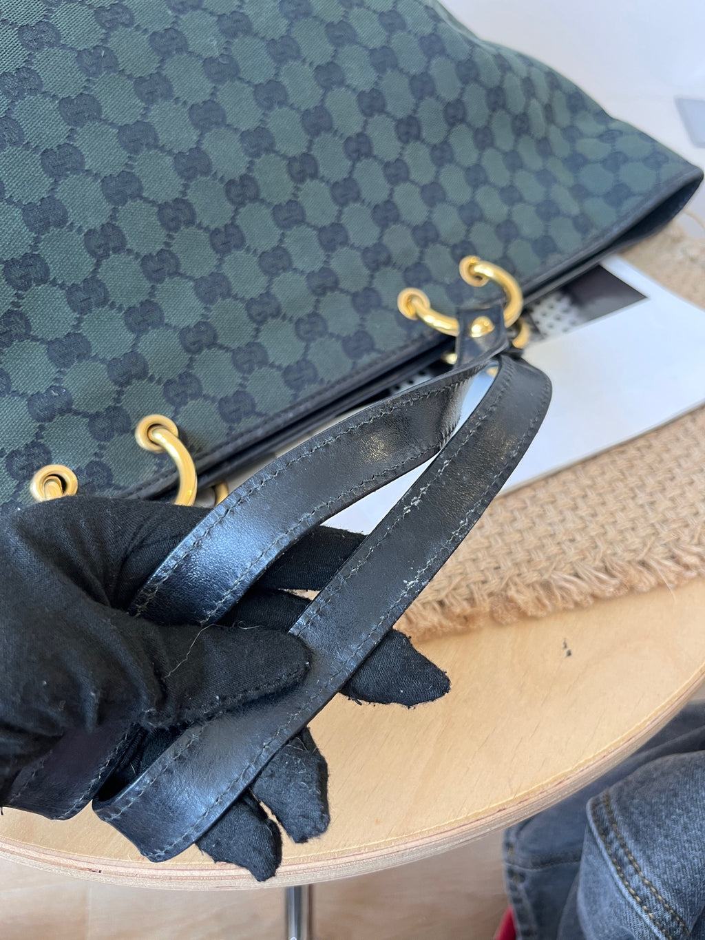 Gucci Canvas Green Tote