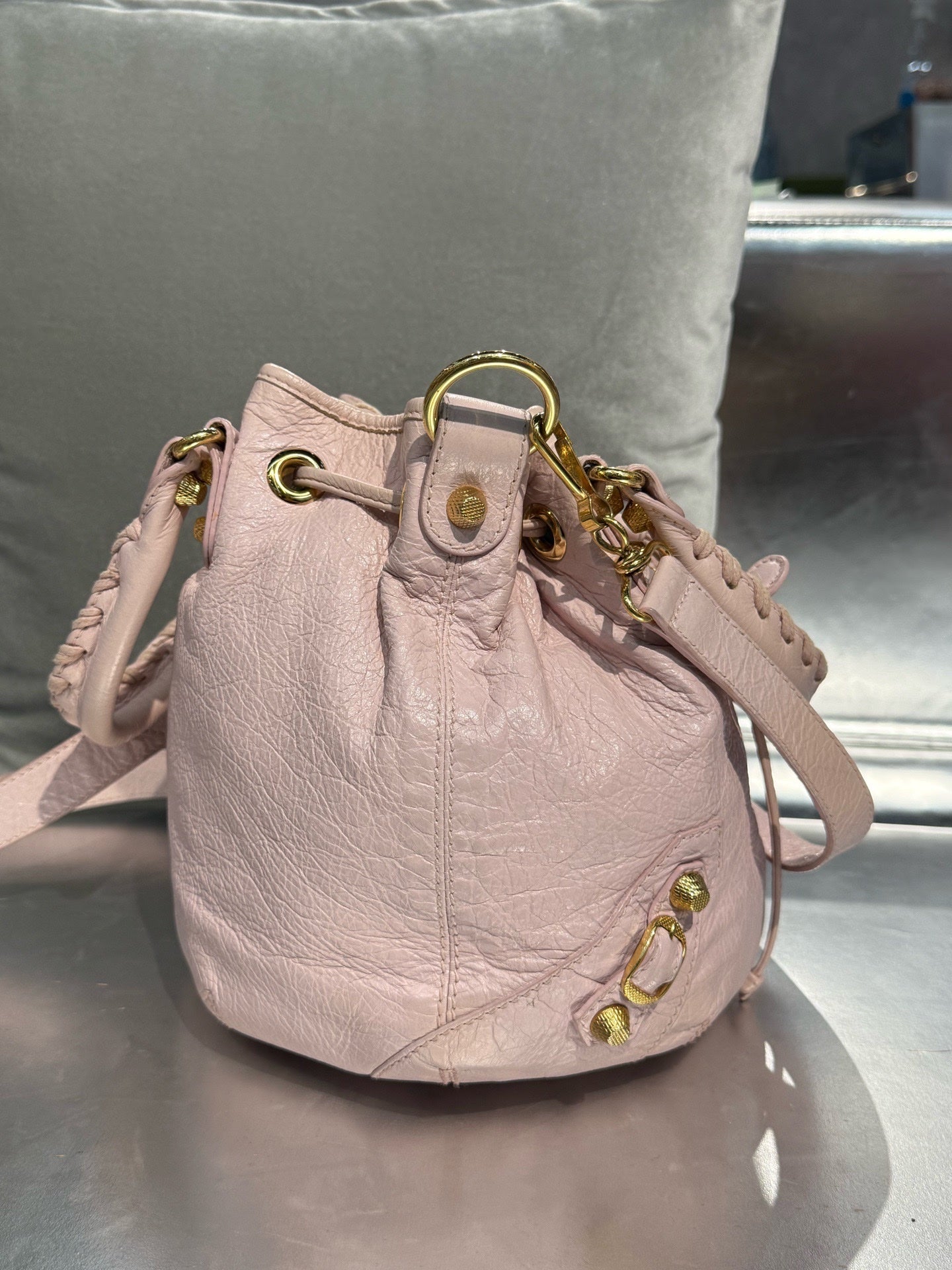 Balenciaga Pink Bucket & Drawstring Bag