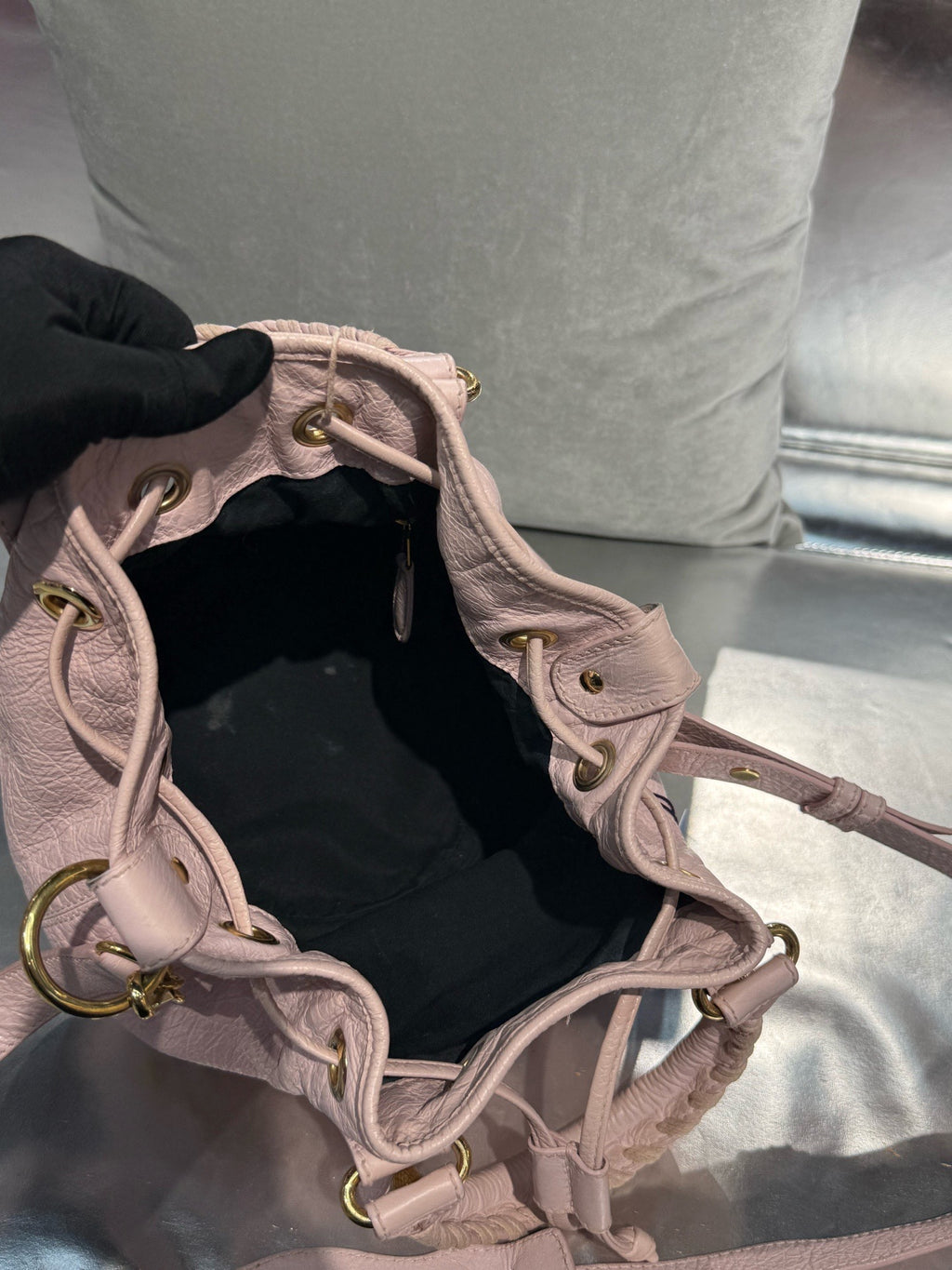 Balenciaga Pink Bucket & Drawstring Bag