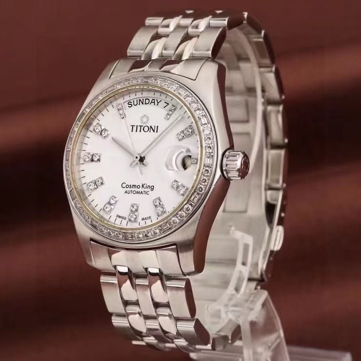 Longines White Automatic (self-winding) watch