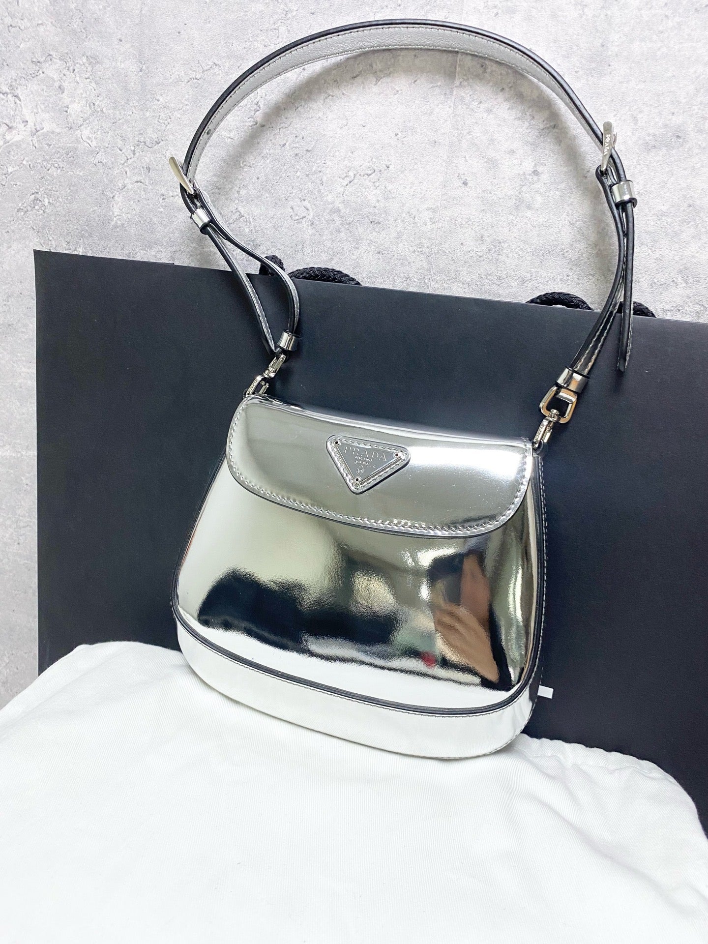 Prada Leather Silver Crossbody