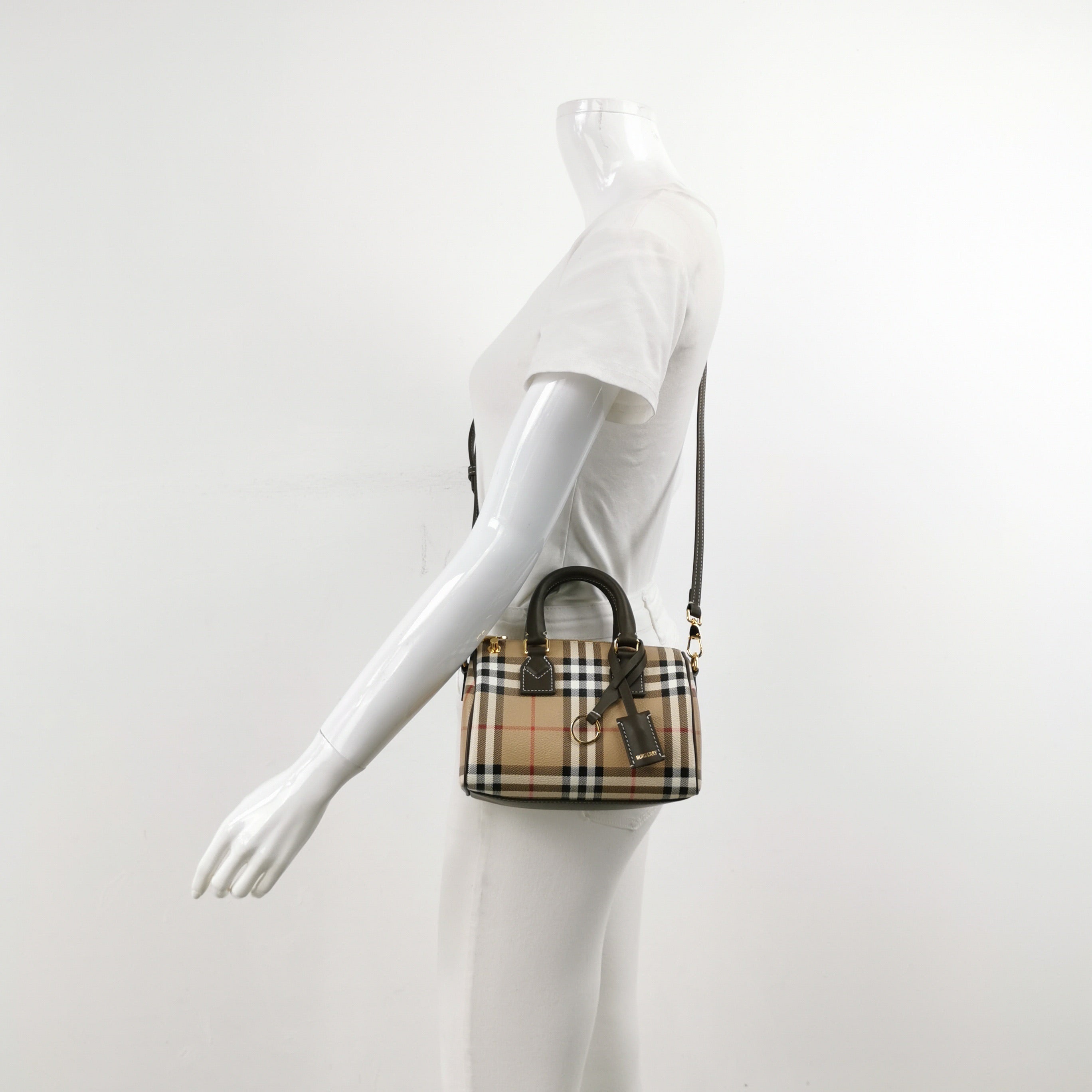Burberry Mini Plaid Bowling Bag Crossbody 80975981