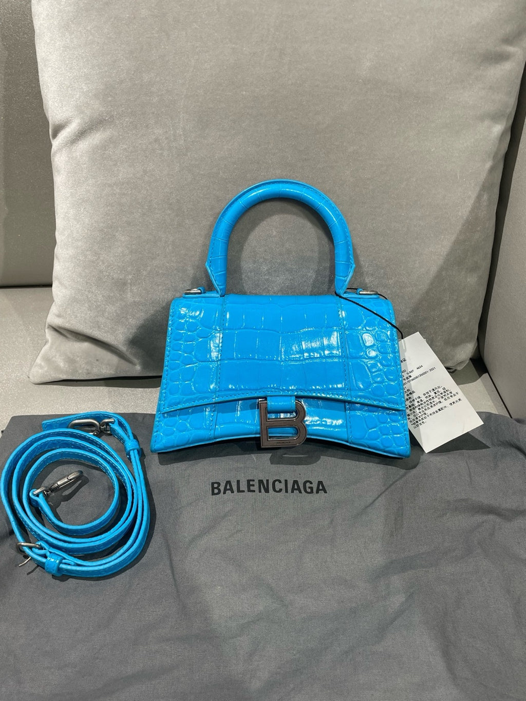 Balenciaga HOURGLASS Blue Crossbody 5928331LR6Y4624