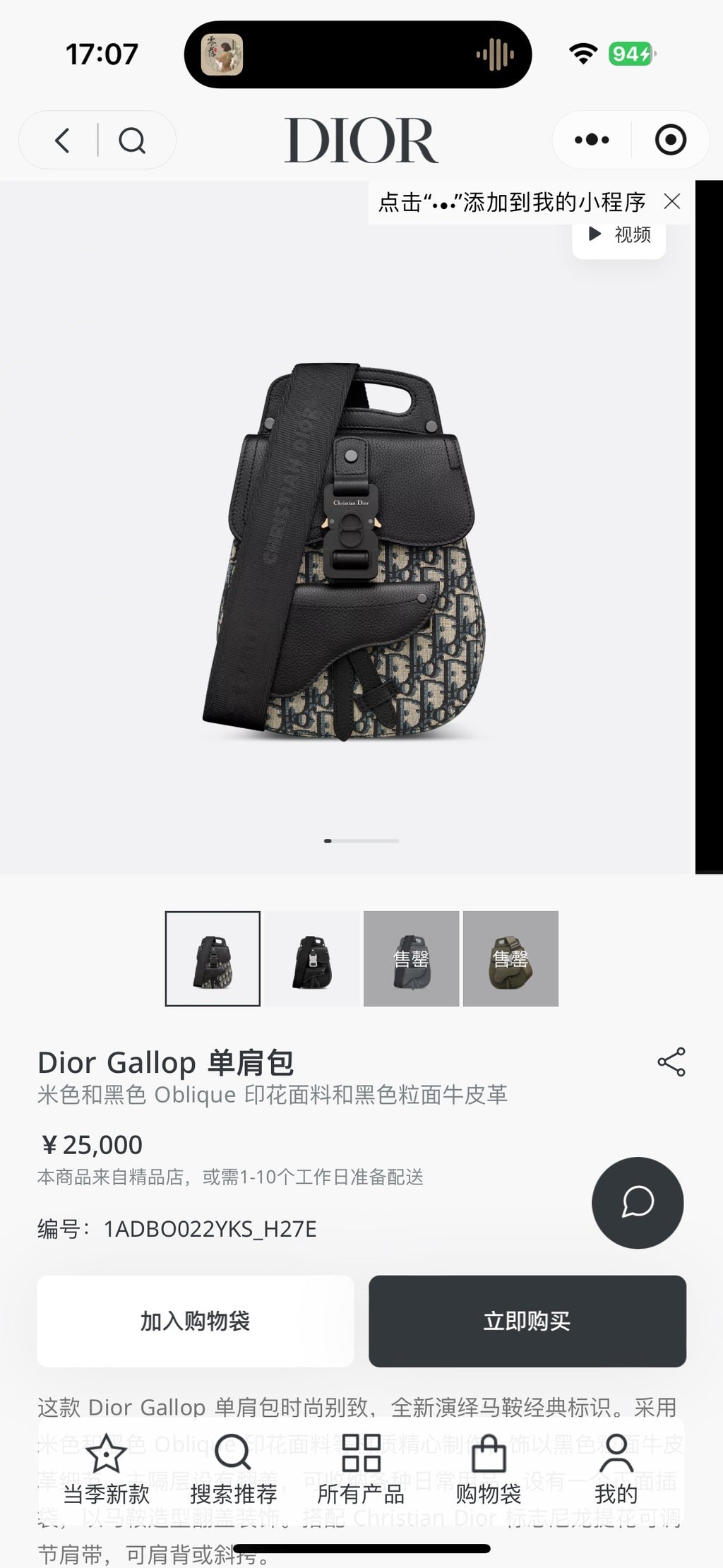 Dior Sling Bag