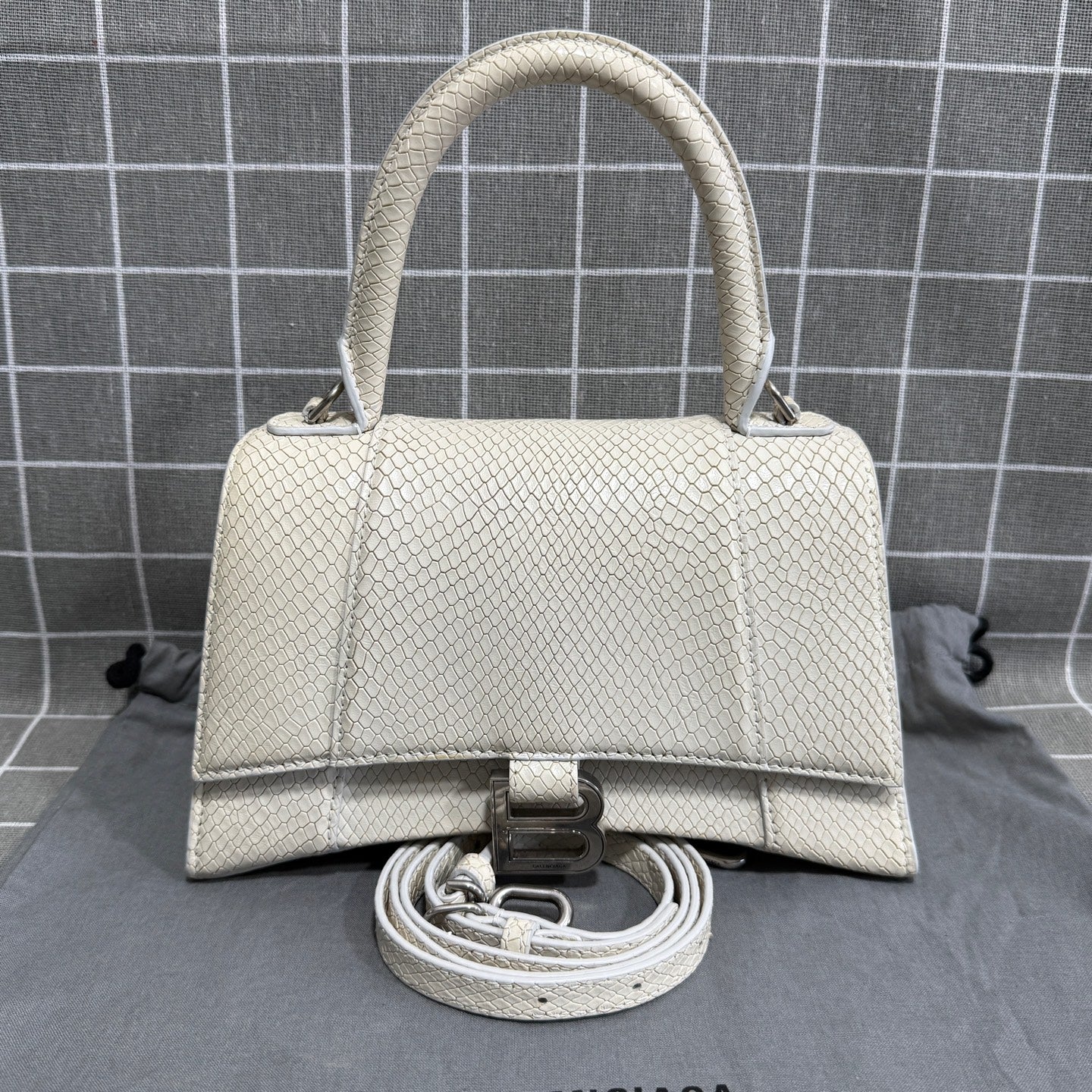 Balenciaga HOURGLASS Denim White Satchel 5935462AAB19000