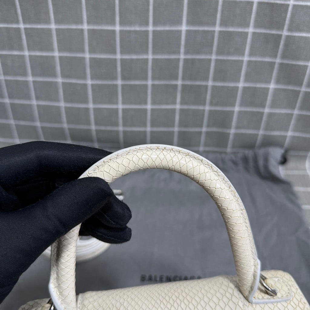 Balenciaga HOURGLASS Denim White Satchel 5935462AAB19000