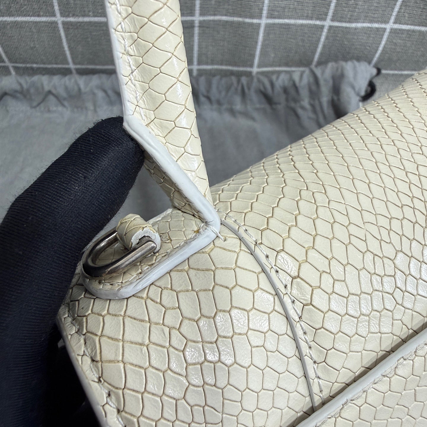 Balenciaga HOURGLASS Denim White Satchel 5935462AAB19000