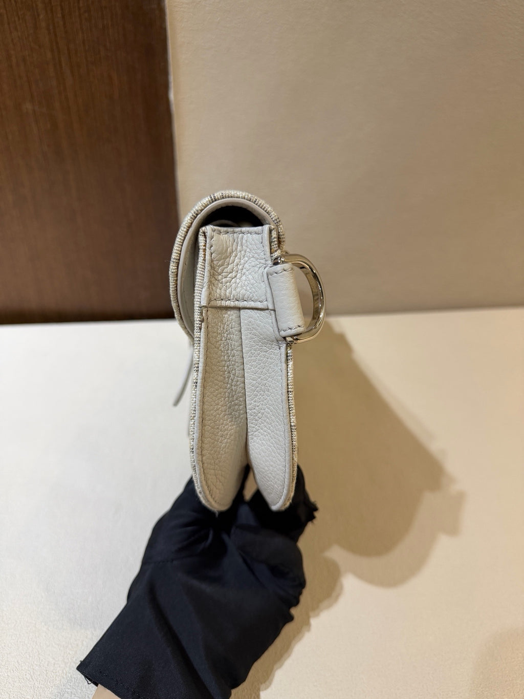 Dior Canvas White Saddle Bag