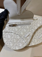 Dior Canvas White Saddle Bag